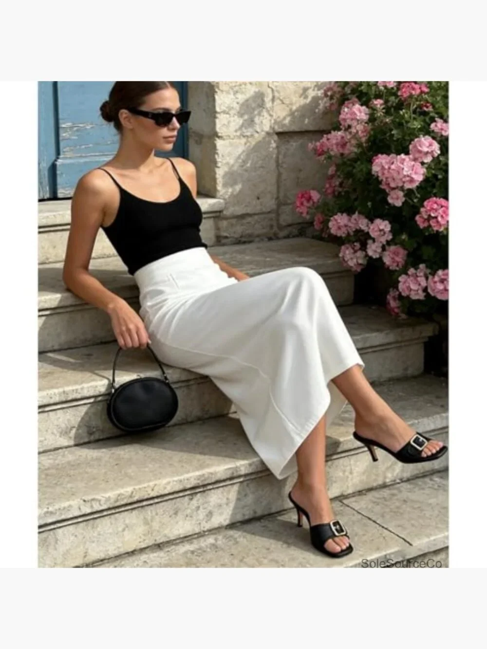 Kitten Heel Slide Sandals Square Open Toe Dress Shoes